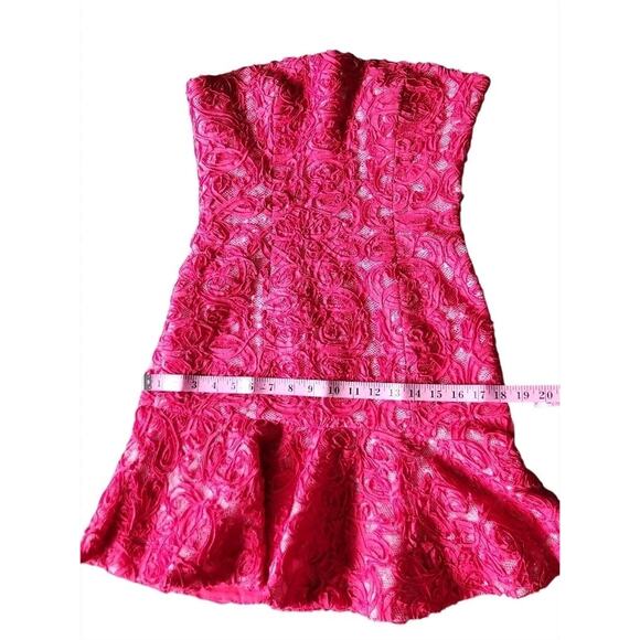 BCBGMaxazria Y2K Marina Red Mini Strapless Ruffle Hem Dress Women's Size 6 - Picture 12 of 13
